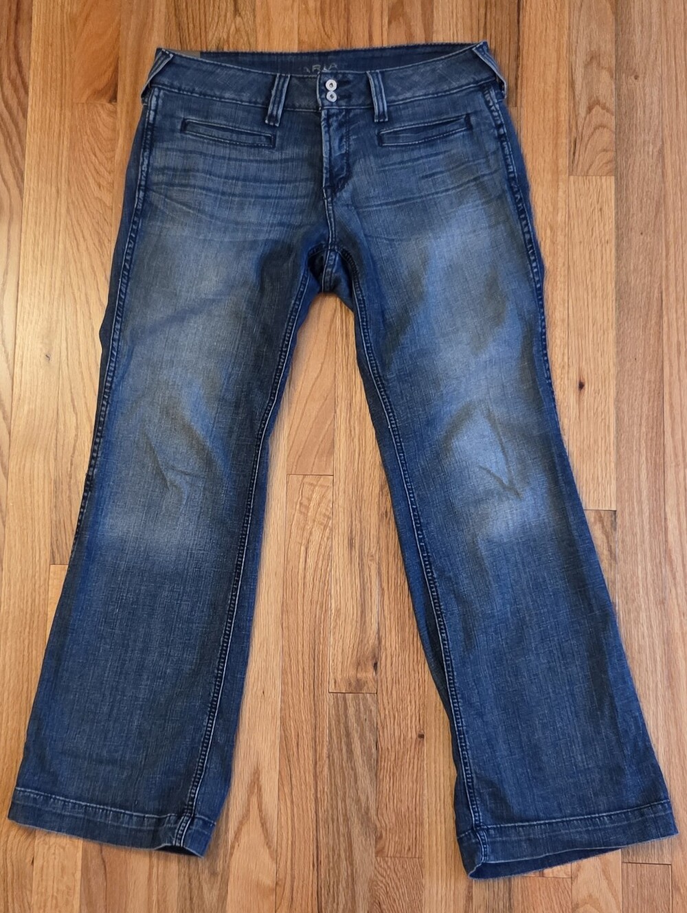 Ariat Ella Mid Rise Wide Leg Trouser Jeans 30S Blue Denim 99% Cotton